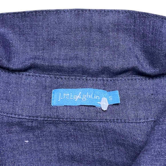 J McLaughlin Fallon Tunic Top Size Small Linen Blue Popover Loose Fit Breathable - Picture 9 of 12